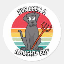 Adesivo Redondo Eu fui um garoto malvado - cachorro grande