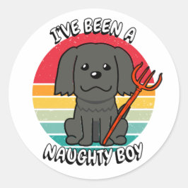 Adesivo Redondo Eu fui um garoto malvado - cachorro negro