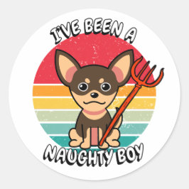 Adesivo Redondo Eu fui um garoto malvado - cachorro pequeno