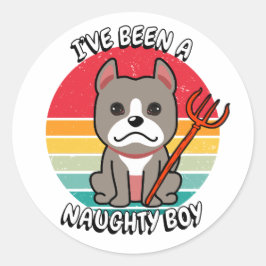Adesivo Redondo Eu fui um garoto malvado - cão cinza
