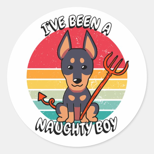 Adesivo Redondo Eu fui um garoto malvado - cão guarda (Frente)