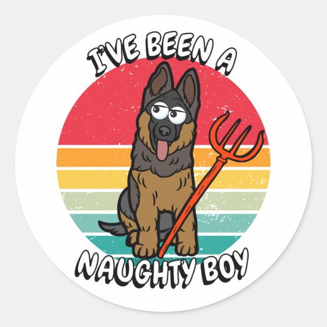 Adesivo Redondo Eu fui um garoto malvado - cão guarda (Frente)