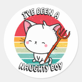 Adesivo Redondo Eu fui um garoto malvado - gato branco