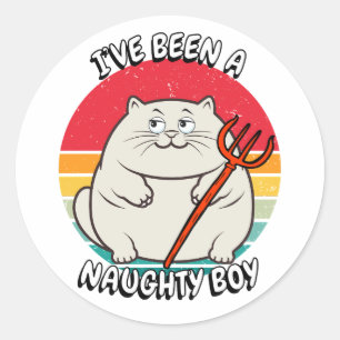 Adesivo Redondo Eu fui um garoto malvado - gato gordo
