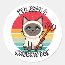 Adesivo Redondo Eu fui um garoto malvado - gato siamês