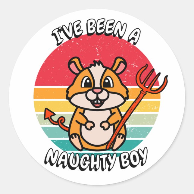 Adesivo Redondo Eu fui um garoto malvado - hamster (Frente)