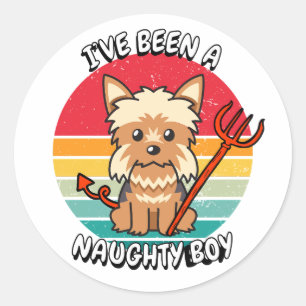 Adesivo Redondo Eu fui um garoto malvado - yorkshire terrier