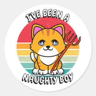 Adesivo Redondo Eu fui um menino travesso - gato laranja