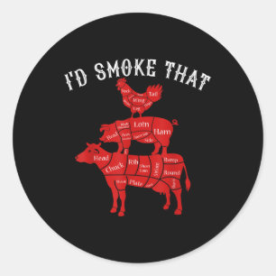 Adesivo Redondo Eu Fumava Aquele Barbecue Churrasco Fumando Barbec
