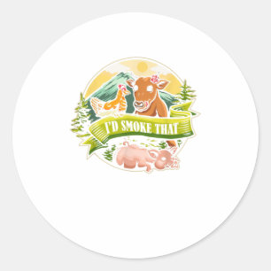 Adesivo Redondo Eu Fumava O Chicken Cow Barbecue.