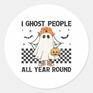 Adesivo Redondo Eu Ghost Pessoas O Ano Todo No Halloween