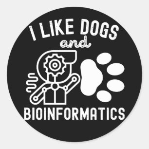 Adesivo Redondo Eu Gosto de Cães e Bioinformática