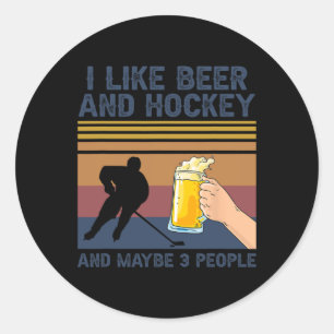 Adesivo Redondo Eu Gosto De Cerveja E Hockey E Talvez 3 Pessoas En
