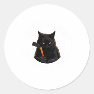 Adesivo Redondo Eu Gosto de Gatos e Hóquei e Talvez 3 Pessoas no M