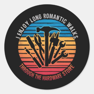 Adesivo Redondo Eu Gosto de Longos Passeios Românticos Pelo Hardwa
