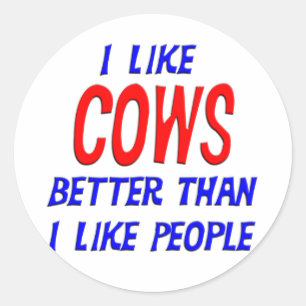 Adesivo Redondo Eu Gosto Mais De Vacas Do Que De Pessoas Sticker