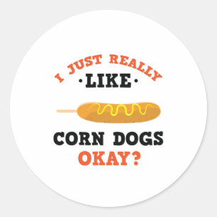 Adesivo Redondo Eu Gosto Muito De Cães De Milho Engraçados.