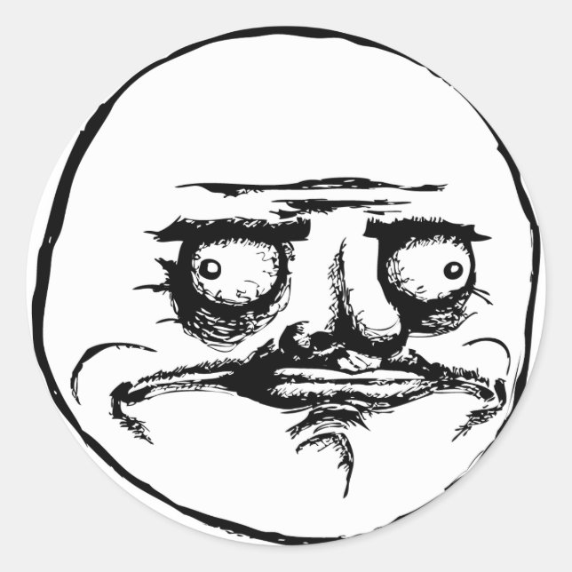 Adesivo Redondo eu gusta face rage face humor meme lol rofl (Frente)