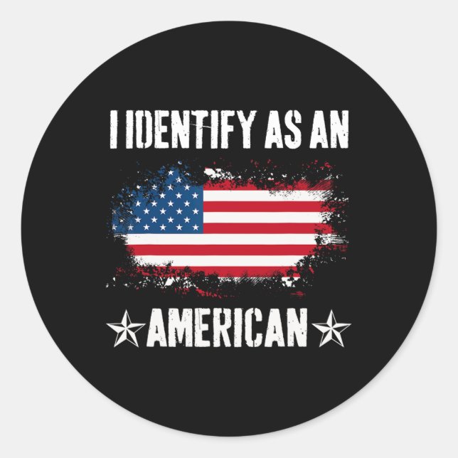 Adesivo Redondo Eu Identifico Como Um Bandeira Americano Orgulhoso (Frente)