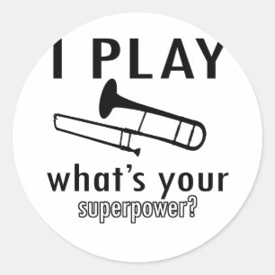 Adesivo Redondo Eu jogo o trombone