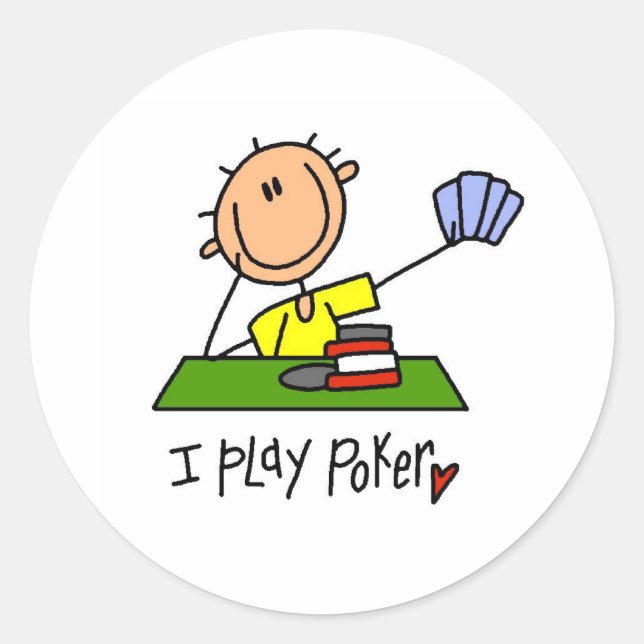 Adesivo Redondo Eu jogo pôquer (Frente)