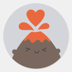 Adesivo Redondo Eu Lava Seu Vulcão Kawaii
