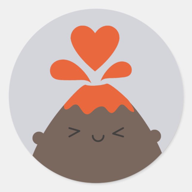 Adesivo Redondo Eu Lava Seu Vulcão Kawaii (Frente)