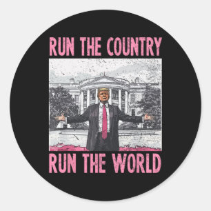 Adesivo Redondo Eu Lidero O País E O Mundo Engraçado Trump 1