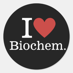 Adesivo Redondo Eu ❤️ "Love Biochem" para Estudantes/Faculdade