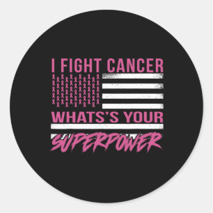 Adesivo Redondo Eu Luto Cancer Qual é a sua superpotência