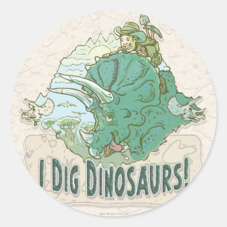 Adesivo Redondo Eu mando dinossauros para caçadores de dinossauros