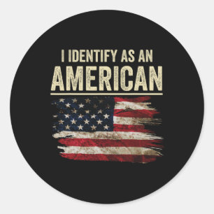 Adesivo Redondo Eu Me Identifico Como Uma Bandeira Americana 4 De