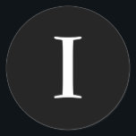 Adesivo Redondo Eu monograma de punhos pretos<br><div class="desc">Estes adesivos apresentam um elegante monograma I. Excelente para favores de casamento,  etc!</div>