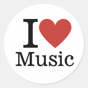 Adesivo Redondo Eu ❤️ música para estudantes/faculdade