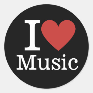 Adesivo Redondo Eu ❤️ música para estudantes/faculdade