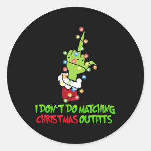 Adesivo Redondo Eu não combino as roupas de Natal da família Xmas