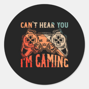 Adesivo Redondo Eu não consigo ouvi-lo Estou jogando camisa Engraç
