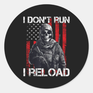 Adesivo Redondo Eu Não Corro Eu Recarrego, Bandeira Dos EUA Para U