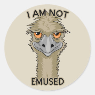 Adesivo Redondo Eu Não Estou Embutido Engraçado Emu Pun  Beige