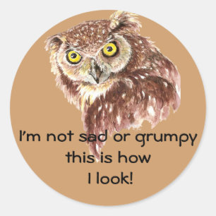 Adesivo Redondo Eu não estou triste ou rabugento é assim que eu pa