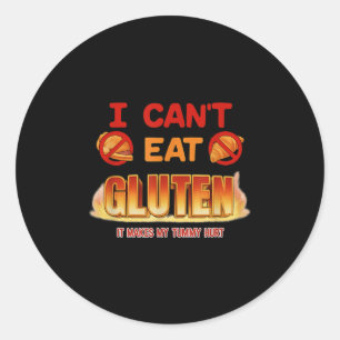 Adesivo Redondo Eu não posso comer Gluten Engraçado, Gen sem hinge