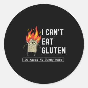 Adesivo Redondo Eu não posso comer Gluten Isso faz meu Tummy machu