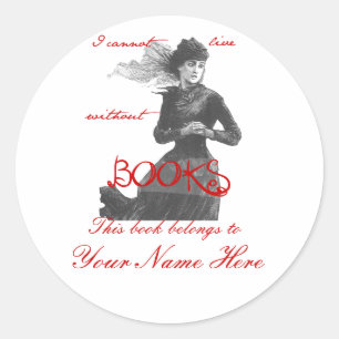 Adesivo Redondo Eu não posso viver sem os Bookplates dos livros