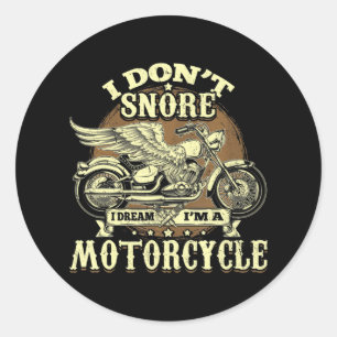 Adesivo Redondo Eu não ronco sonho eu sonho que sou uma moto engra