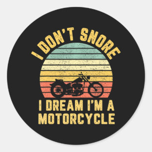 Adesivo Redondo Eu não ronco sonho eu sou um motociclista