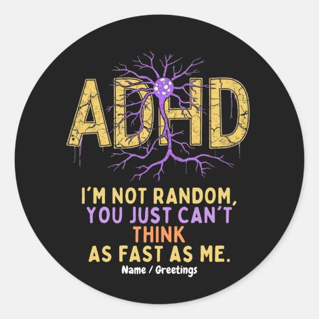 Adesivo Redondo Eu não sou aleatoriamente engraçado Eu tenho Dom L (Frente)