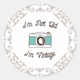 Adesivo Redondo Eu não sou velho, sou Vintage Retro Camera