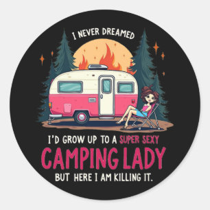 Adesivo Redondo Eu Nunca Sonhei Super Y Camping Senhora Matando Is