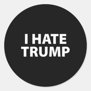 Adesivo Redondo Eu Odeio O Trump Plain E Simples Branco