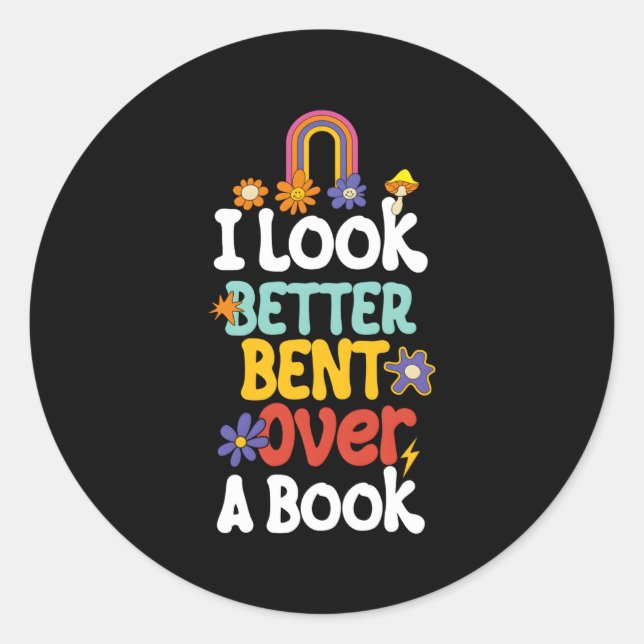 Adesivo Redondo Eu Pareço Melhor Curto Sobre Um Livro (Frente)